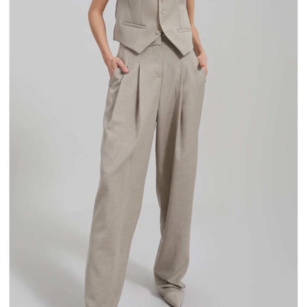 Frankie Shop High Rise Gelso Tailored Trousers - Light Taupe Melange
